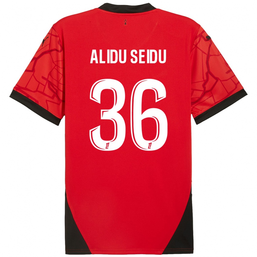 Niño Camiseta Alidu Seidu #36 Rojo Negro 1ª Equipación 2024/25 La Camisa México