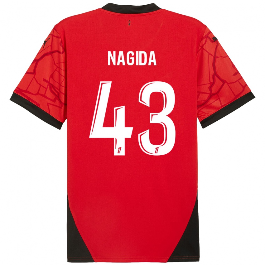 Niño Camiseta Mahamadou Nagida #43 Rojo Negro 1ª Equipación 2024/25 La Camisa México