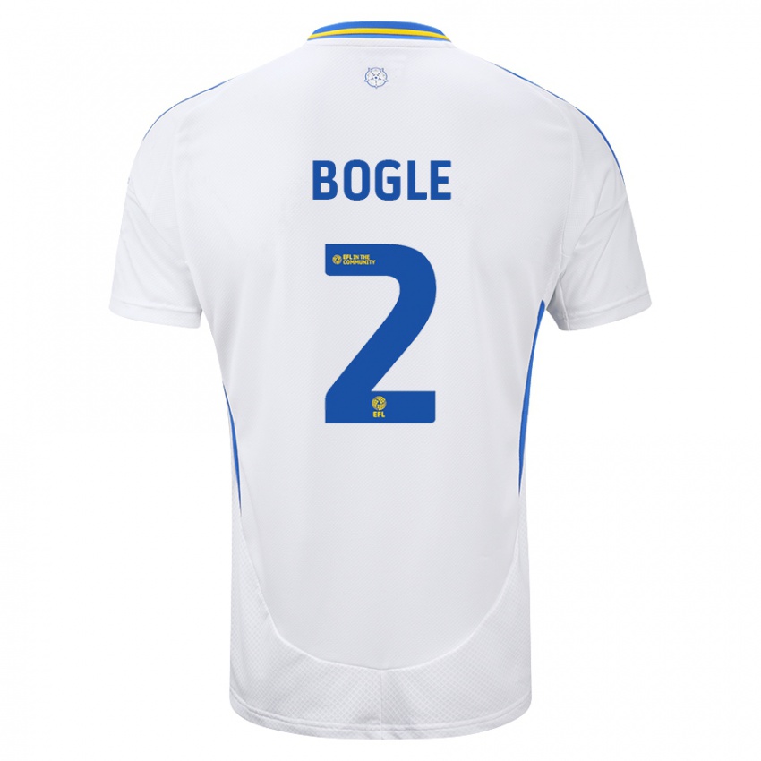 Niño Camiseta Jayden Bogle #2 Blanco Azul 1ª Equipación 2024/25 La Camisa México