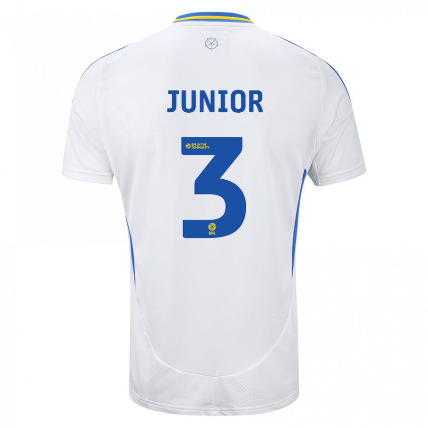 Niño Camiseta Junior Firpo #3 Blanco Azul 1ª Equipación 2024/25 La Camisa México