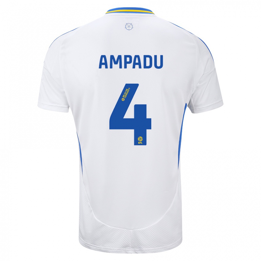 Niño Camiseta Ethan Ampadu #4 Blanco Azul 1ª Equipación 2024/25 La Camisa México