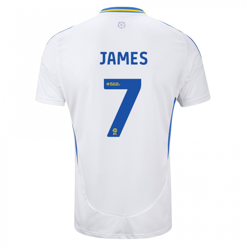 Niño Camiseta Daniel James #7 Blanco Azul 1ª Equipación 2024/25 La Camisa México