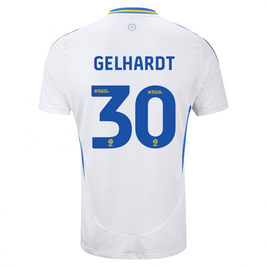 Niño Camiseta Joe Gelhardt #30 Blanco Azul 1ª Equipación 2024/25 La Camisa México