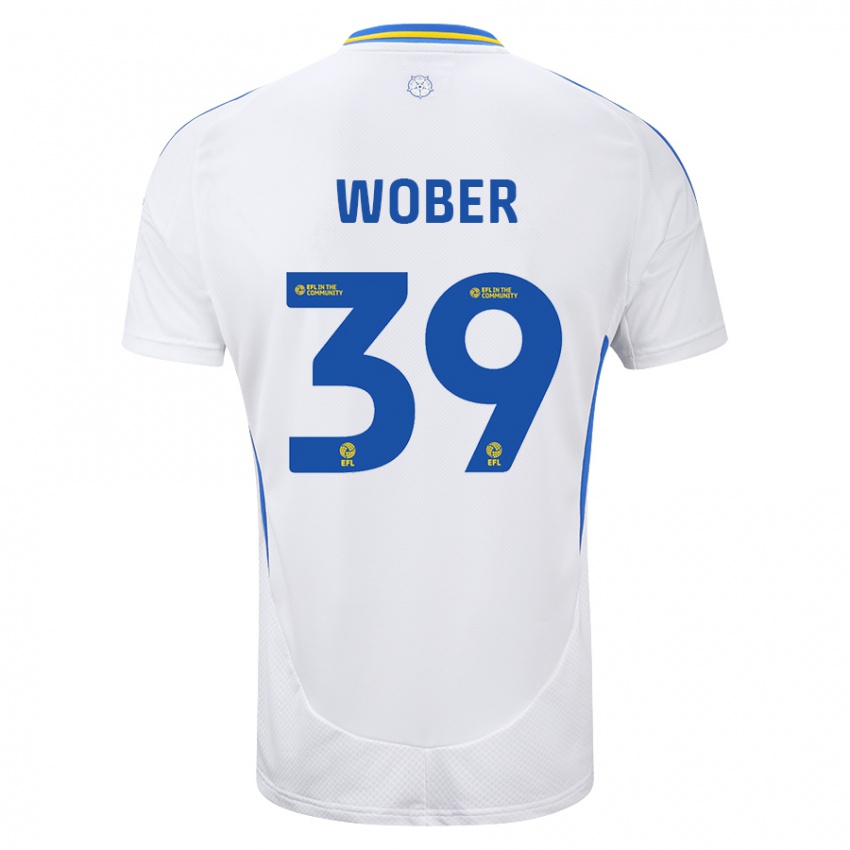 Niño Camiseta Maximilian Wöber #39 Blanco Azul 1ª Equipación 2024/25 La Camisa México