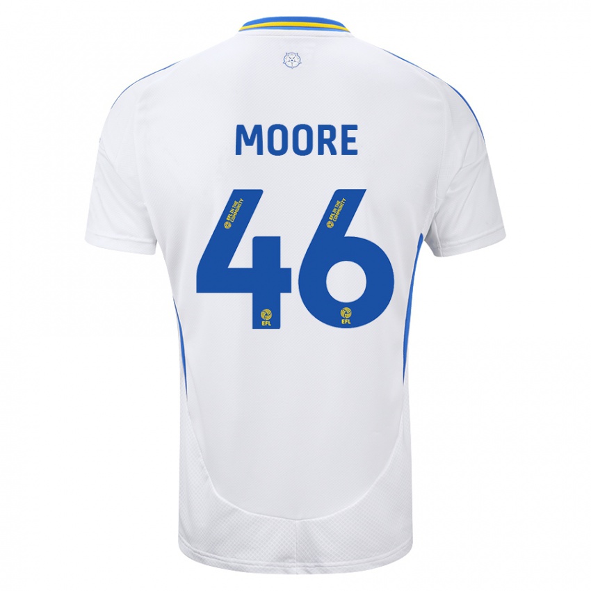 Niño Camiseta Kris Moore #46 Blanco Azul 1ª Equipación 2024/25 La Camisa México