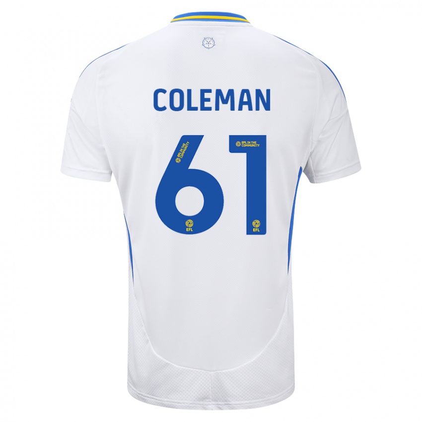 Niño Camiseta Cian Coleman #61 Blanco Azul 1ª Equipación 2024/25 La Camisa México