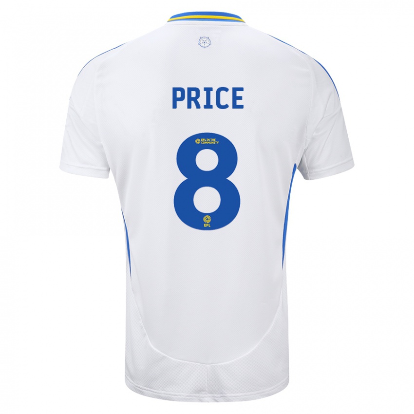 Niño Camiseta Leoni Price #8 Blanco Azul 1ª Equipación 2024/25 La Camisa México