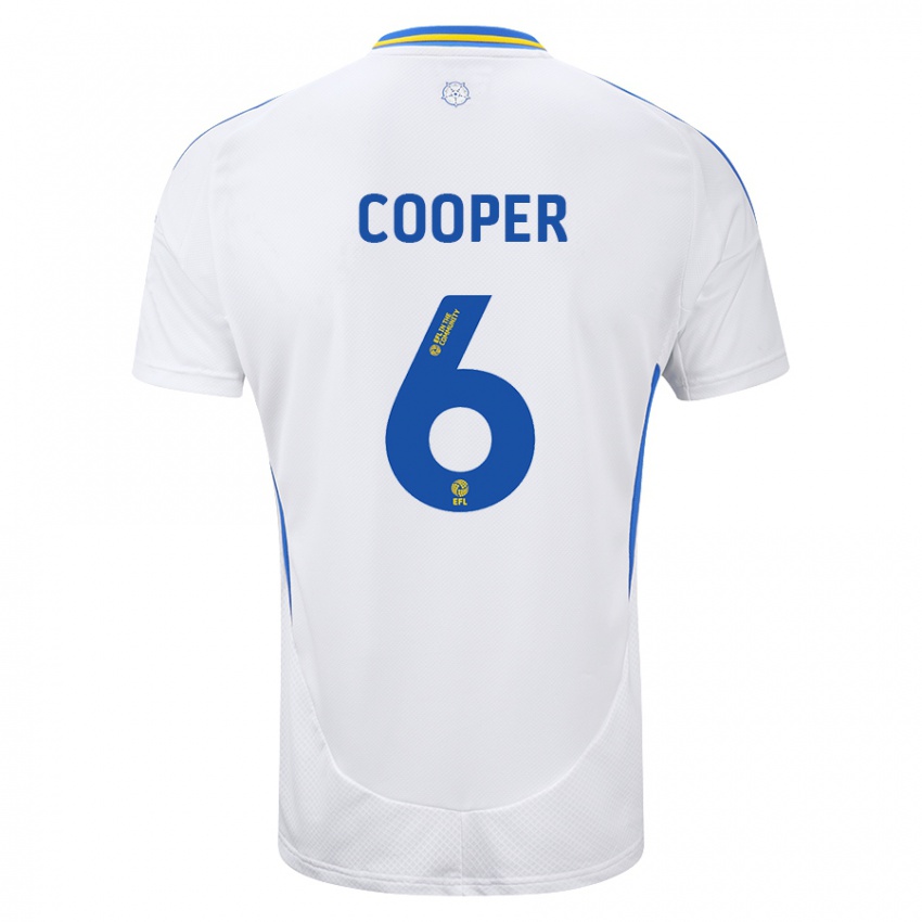 Niño Camiseta Liam Cooper #6 Blanco Azul 1ª Equipación 2024/25 La Camisa México