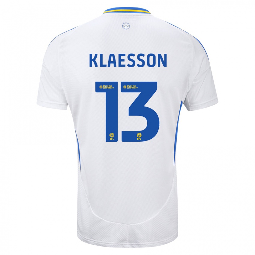 Niño Camiseta Kristoffer Klaesson #13 Blanco Azul 1ª Equipación 2024/25 La Camisa México