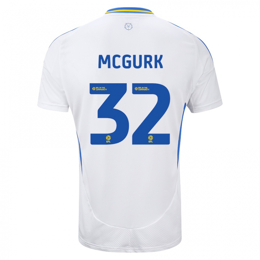 Niño Camiseta Sean Mcgurk #32 Blanco Azul 1ª Equipación 2024/25 La Camisa México