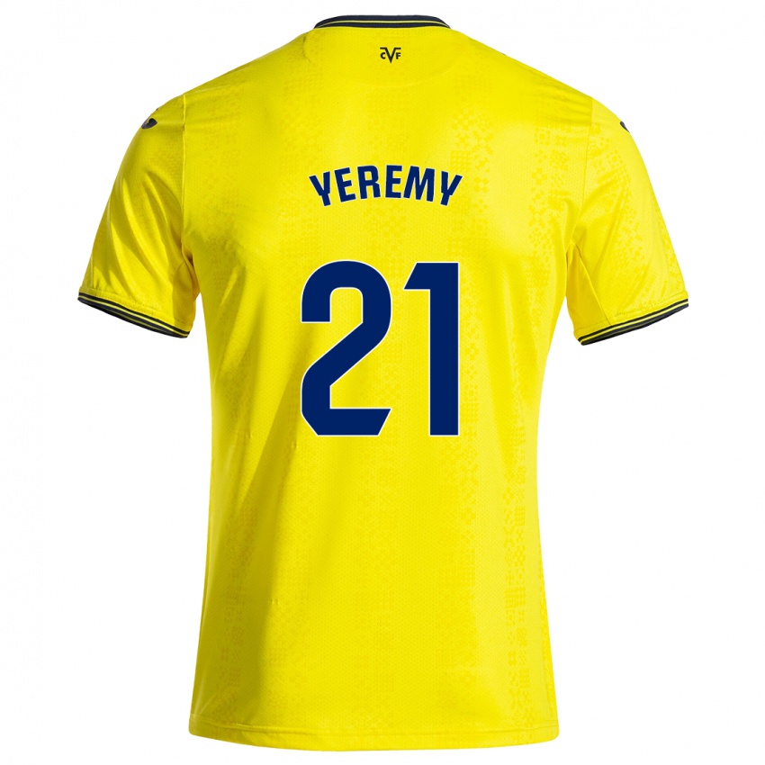 Niño Camiseta Yéremy Pino #21 Amarillo Negro 1ª Equipación 2024/25 La Camisa México