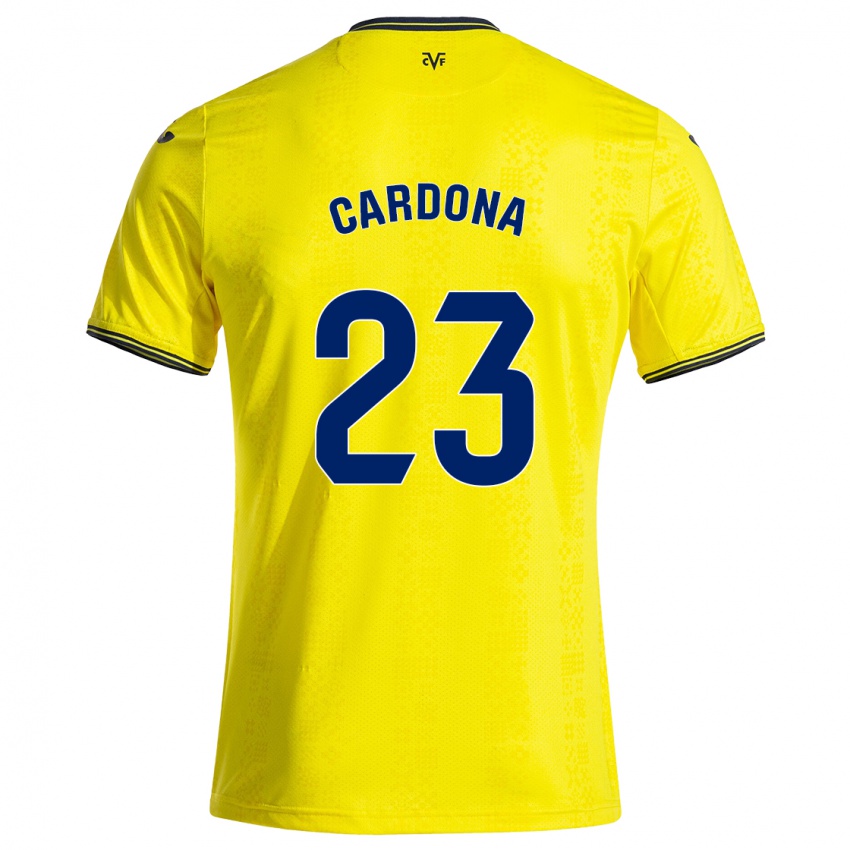 Niño Camiseta Sergi Cardona #23 Amarillo Negro 1ª Equipación 2024/25 La Camisa México