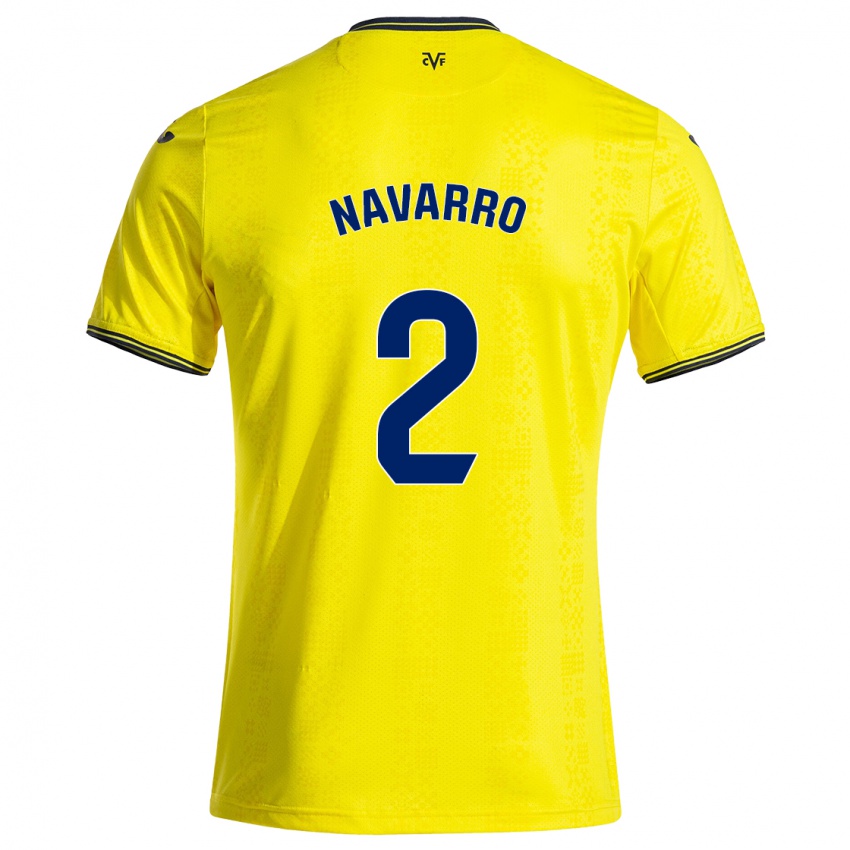 Niño Camiseta Pau Navarro #2 Amarillo Negro 1ª Equipación 2024/25 La Camisa México