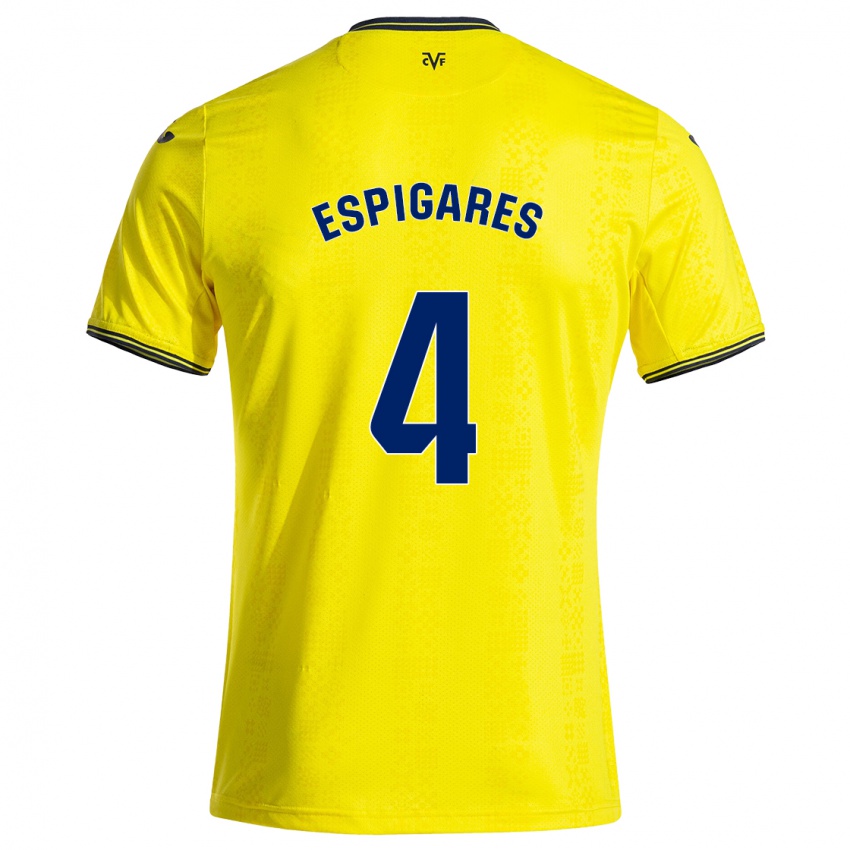 Niño Camiseta Antonio Espigares #4 Amarillo Negro 1ª Equipación 2024/25 La Camisa México