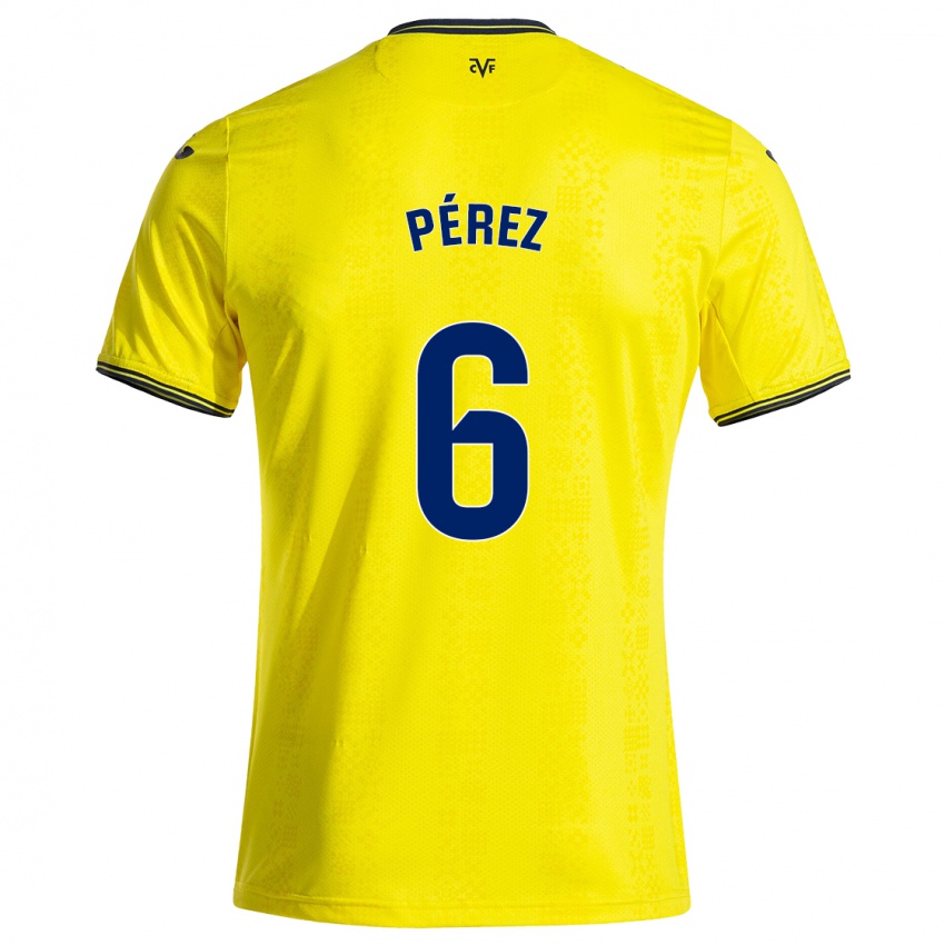 Niño Camiseta Hugo Pérez #6 Amarillo Negro 1ª Equipación 2024/25 La Camisa México