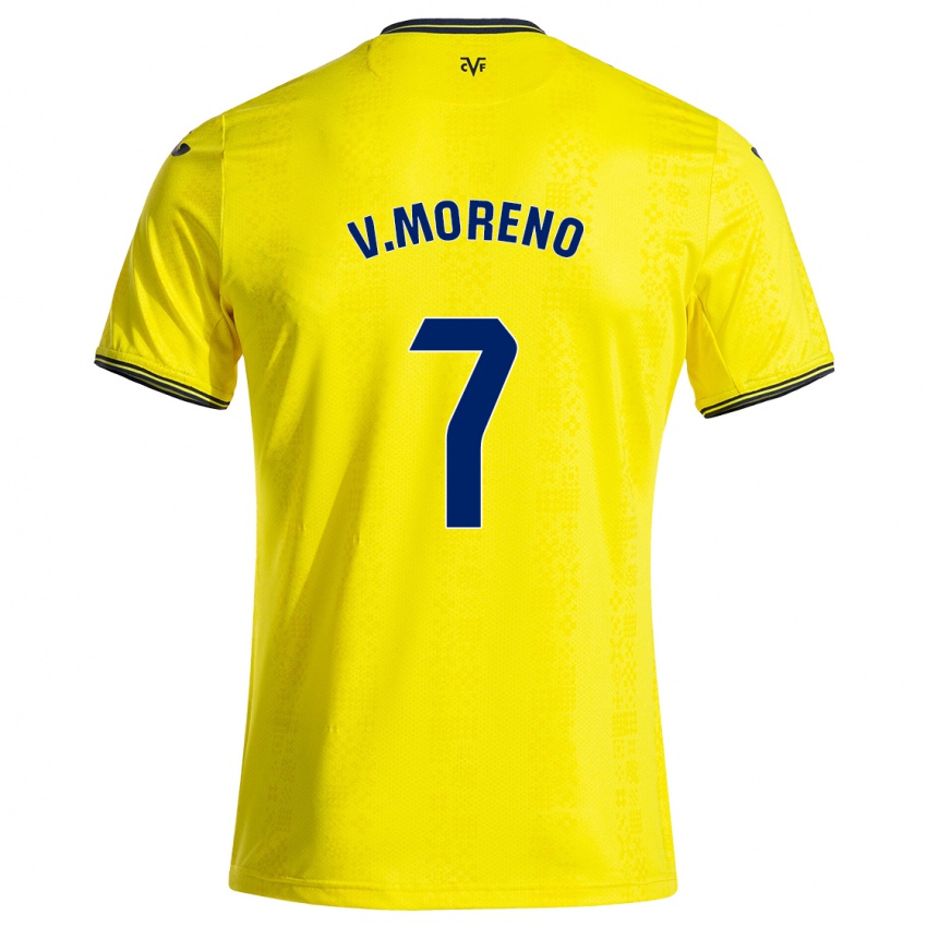 Niño Camiseta Víctor Moreno #7 Amarillo Negro 1ª Equipación 2024/25 La Camisa México