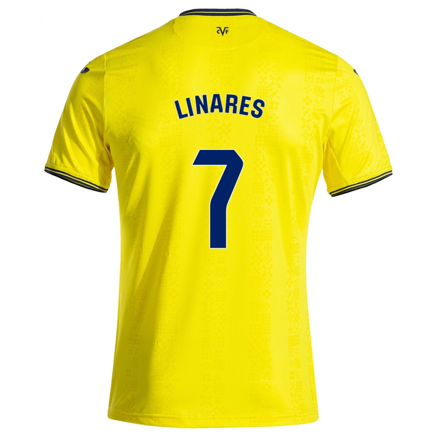 Niño Camiseta Mario Linares #7 Amarillo Negro 1ª Equipación 2024/25 La Camisa México