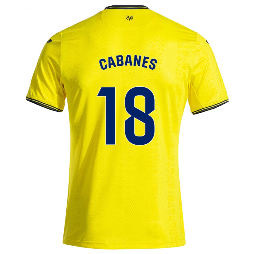 Niño Camiseta Pau Cabanes #18 Amarillo Negro 1ª Equipación 2024/25 La Camisa México