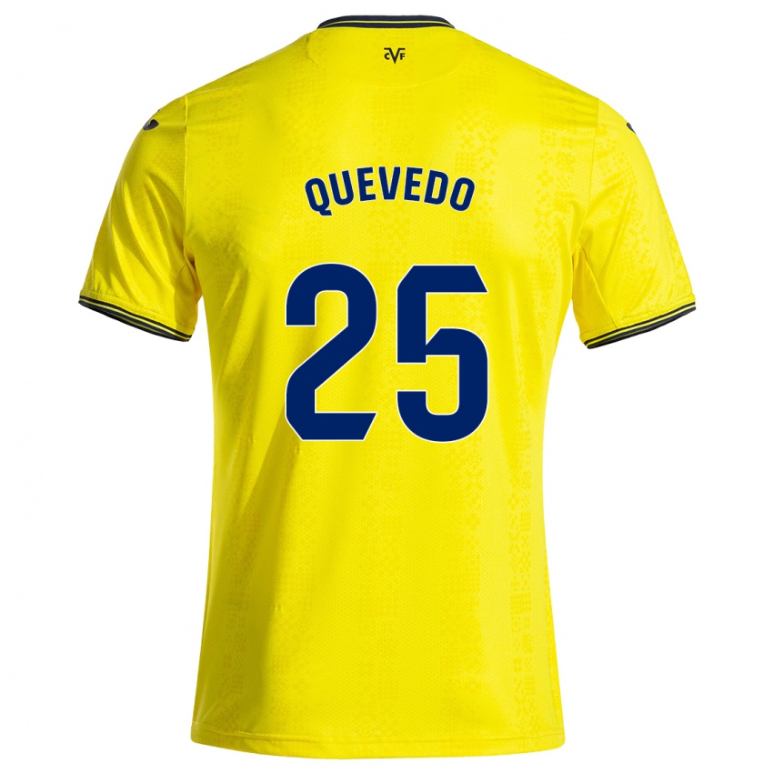 Niño Camiseta Alex Quevedo #25 Amarillo Negro 1ª Equipación 2024/25 La Camisa México