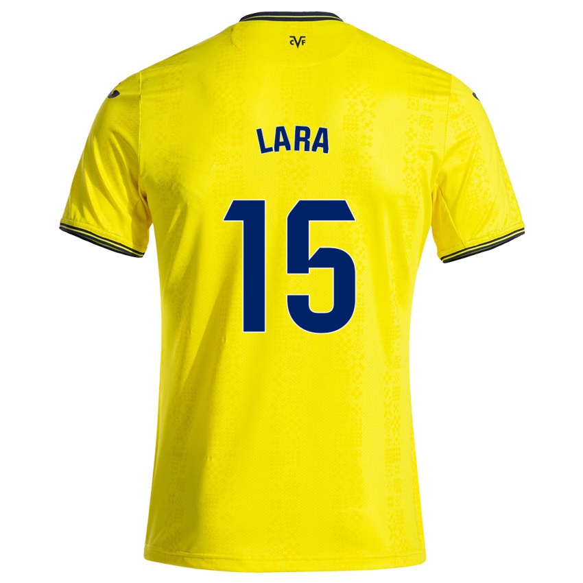 Niño Camiseta Francisca Lara #15 Amarillo Negro 1ª Equipación 2024/25 La Camisa México