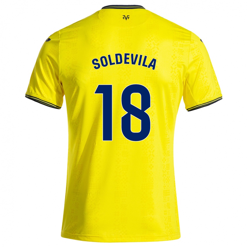 Niño Camiseta Paola Soldevila #18 Amarillo Negro 1ª Equipación 2024/25 La Camisa México