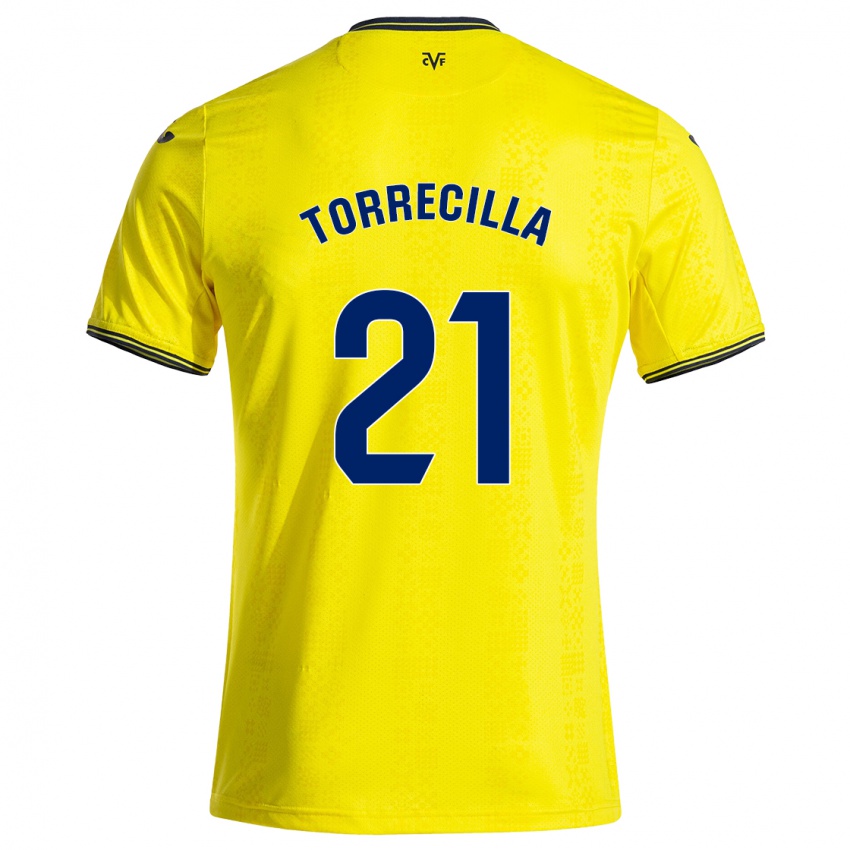 Niño Camiseta Virginia Torrecilla #21 Amarillo Negro 1ª Equipación 2024/25 La Camisa México