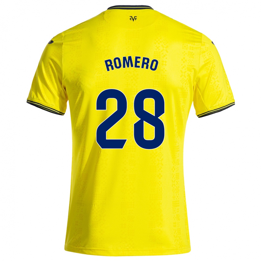 Niño Camiseta María Romero #28 Amarillo Negro 1ª Equipación 2024/25 La Camisa México