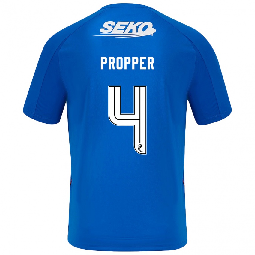 Niño Camiseta Robin Pröpper #4 Azul Oscuro 1ª Equipación 2024/25 La Camisa México