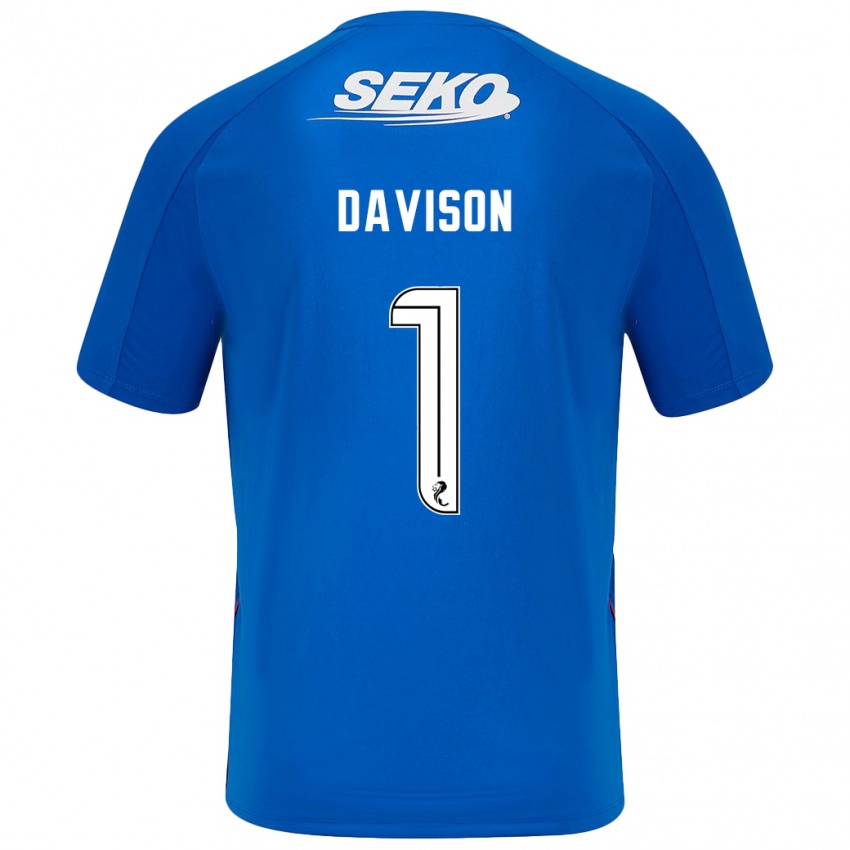 Niño Camiseta Hannah Davison #1 Azul Oscuro 1ª Equipación 2024/25 La Camisa México