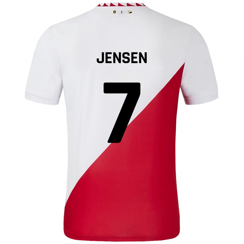 Niño Camiseta Victor Jensen #7 Blanco Rojo 1ª Equipación 2024/25 La Camisa México