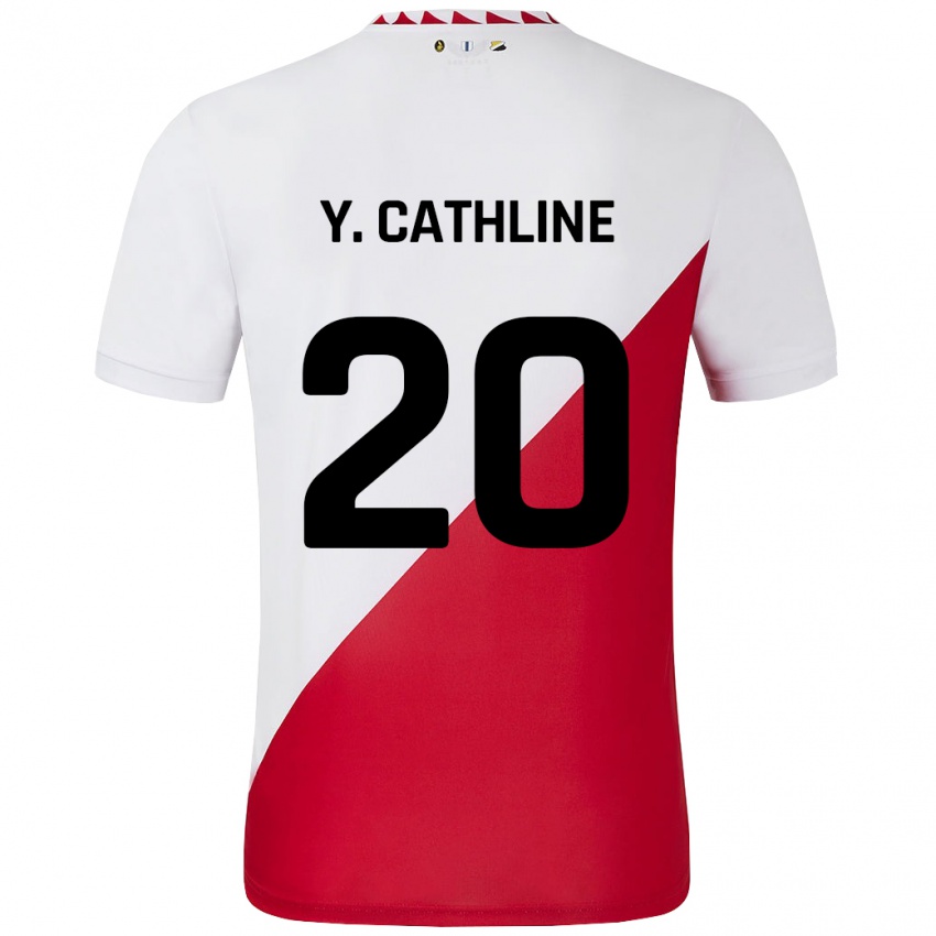 Niño Camiseta Yoann Cathline #20 Blanco Rojo 1ª Equipación 2024/25 La Camisa México