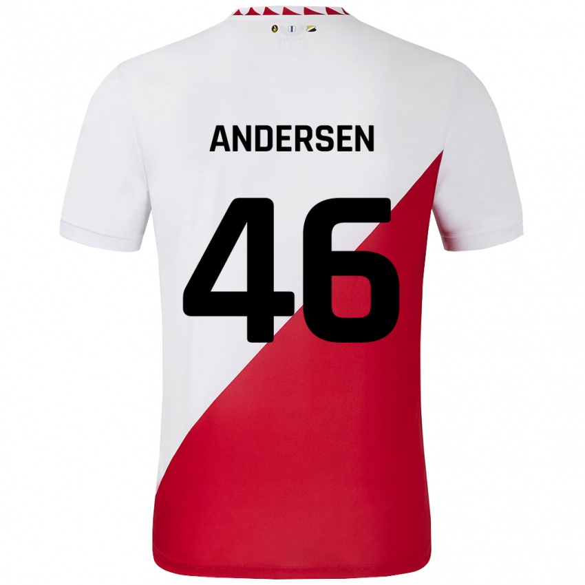 Niño Camiseta Silas Andersen #46 Blanco Rojo 1ª Equipación 2024/25 La Camisa México