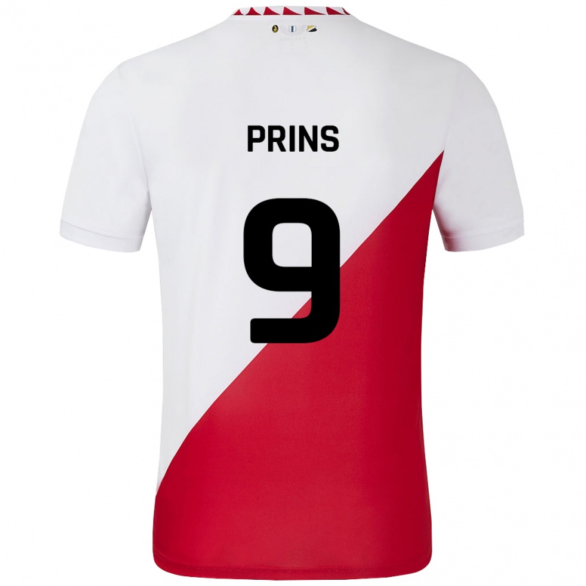 Niño Camiseta Femke Prins #9 Blanco Rojo 1ª Equipación 2024/25 La Camisa México