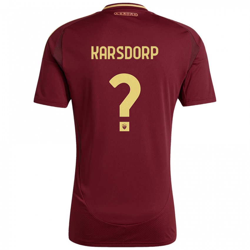 Niño Camiseta Rick Karsdorp #0 Rojo Marrón Dorado 1ª Equipación 2024/25 La Camisa México