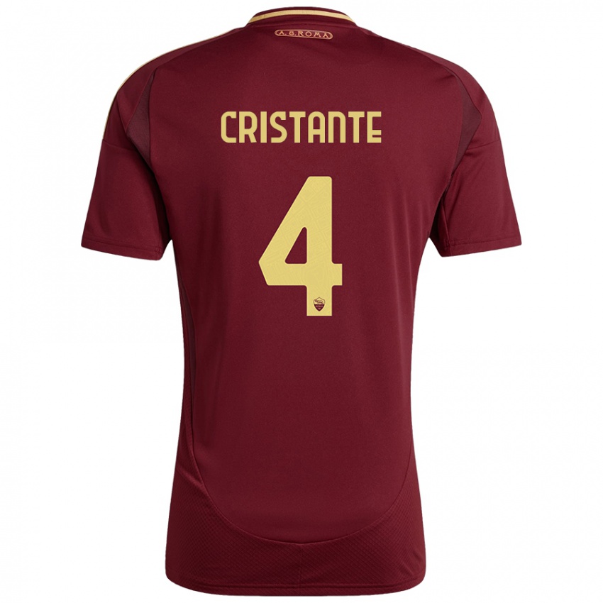 Niño Camiseta Bryan Cristante #4 Rojo Marrón Dorado 1ª Equipación 2024/25 La Camisa México