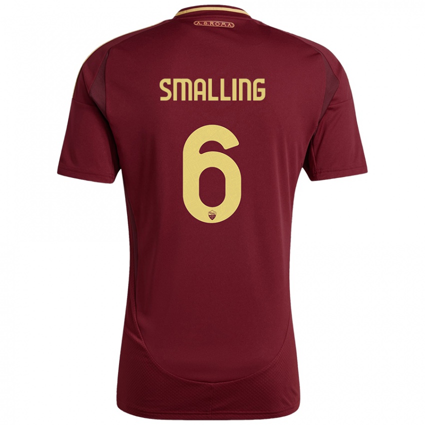 Niño Camiseta Chris Smalling #6 Rojo Marrón Dorado 1ª Equipación 2024/25 La Camisa México