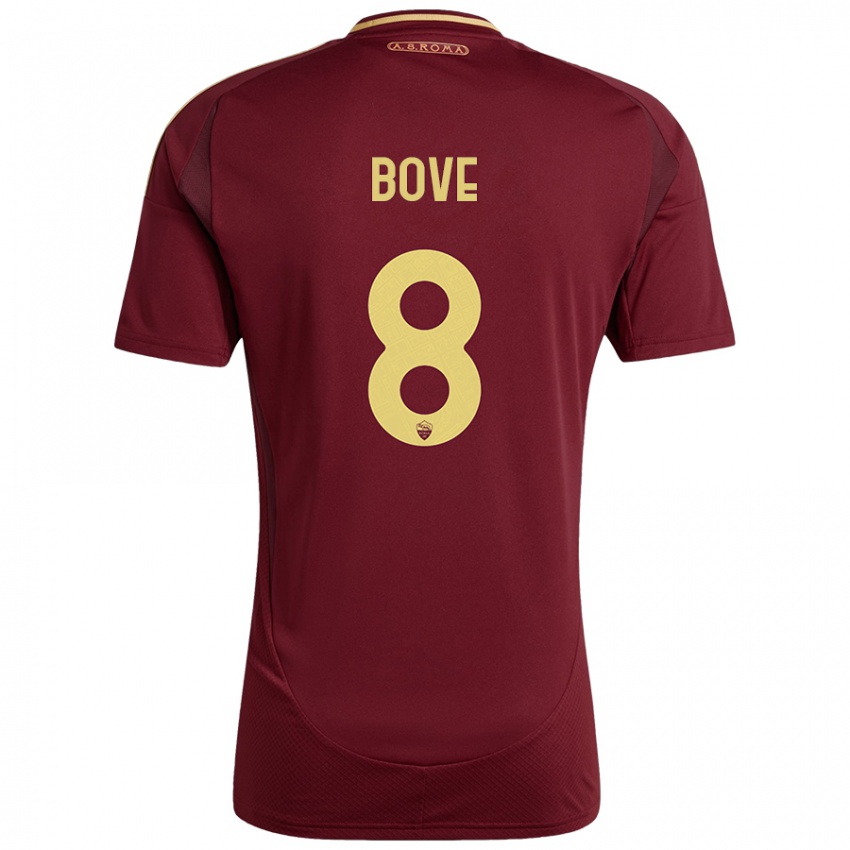 Niño Camiseta Edoardo Bove #8 Rojo Marrón Dorado 1ª Equipación 2024/25 La Camisa México