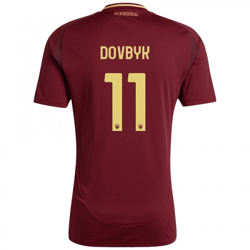 Niño Camiseta Artem Dovbyk #11 Rojo Marrón Dorado 1ª Equipación 2024/25 La Camisa México