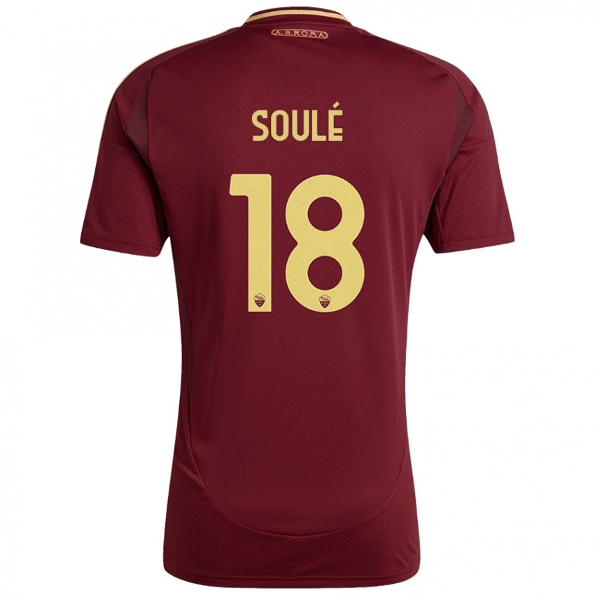 Niño Camiseta Matías Soulé #18 Rojo Marrón Dorado 1ª Equipación 2024/25 La Camisa México