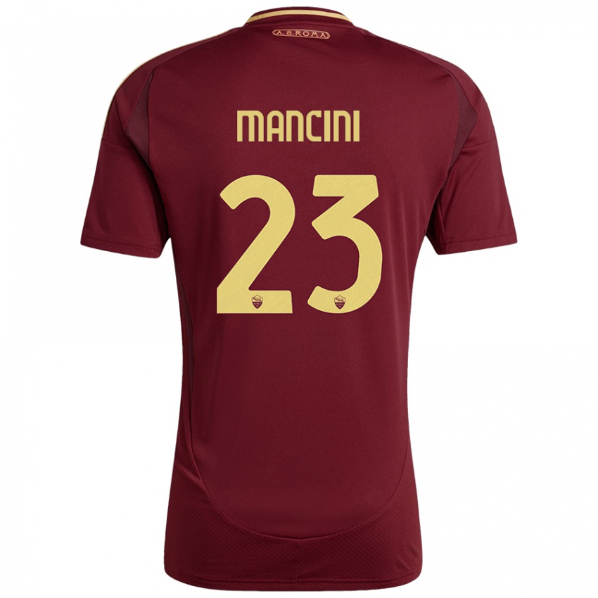 Niño Camiseta Gianluca Mancini #23 Rojo Marrón Dorado 1ª Equipación 2024/25 La Camisa México