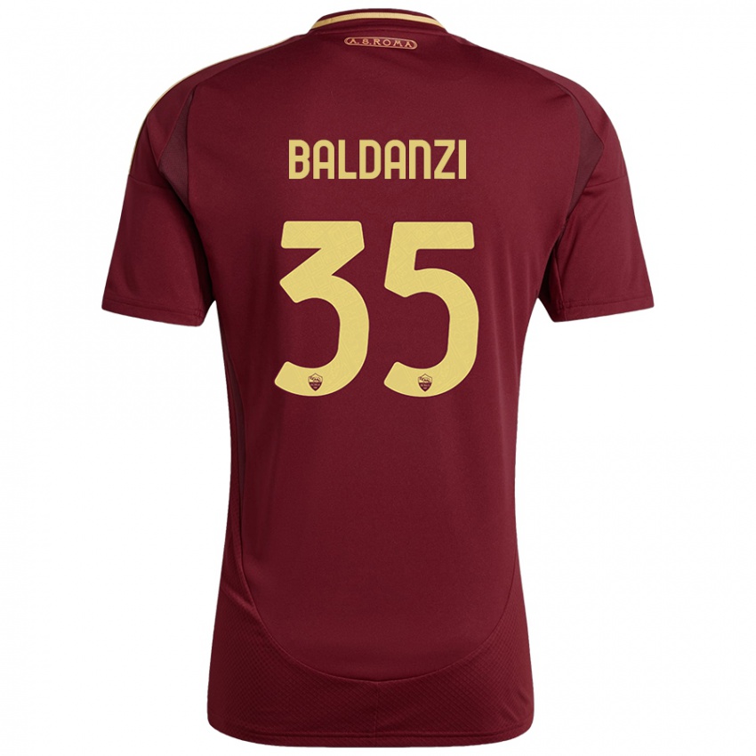 Niño Camiseta Tommaso Baldanzi #35 Rojo Marrón Dorado 1ª Equipación 2024/25 La Camisa México