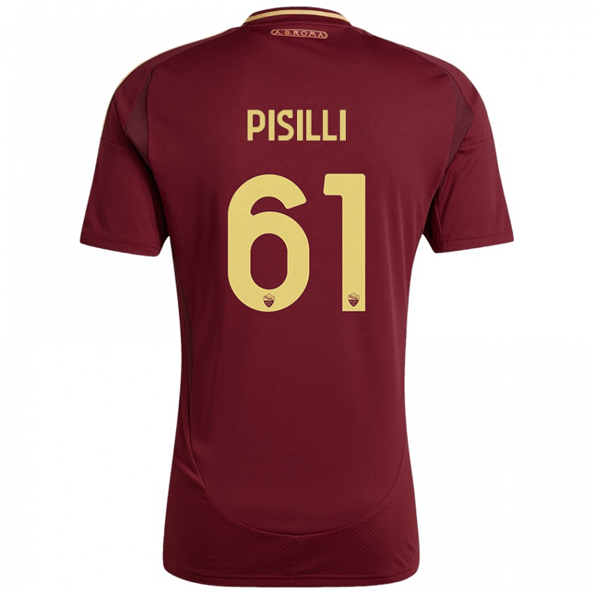 Niño Camiseta Niccolo Pisilli #61 Rojo Marrón Dorado 1ª Equipación 2024/25 La Camisa México