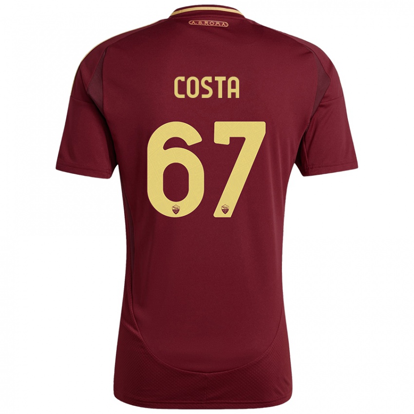 Niño Camiseta João Costa #67 Rojo Marrón Dorado 1ª Equipación 2024/25 La Camisa México