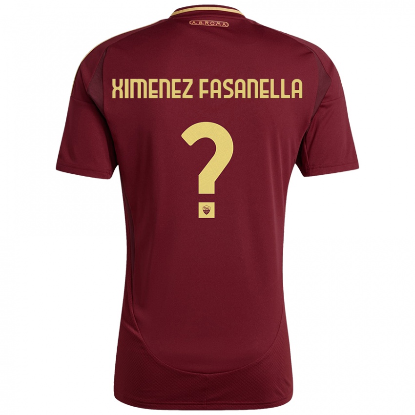 Niño Camiseta Rafael Ximenez Fasanella #0 Rojo Marrón Dorado 1ª Equipación 2024/25 La Camisa México