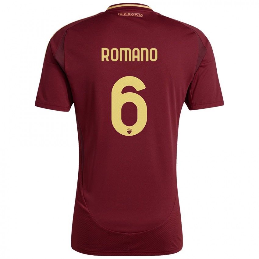 Niño Camiseta Alessandro Romano #6 Rojo Marrón Dorado 1ª Equipación 2024/25 La Camisa México