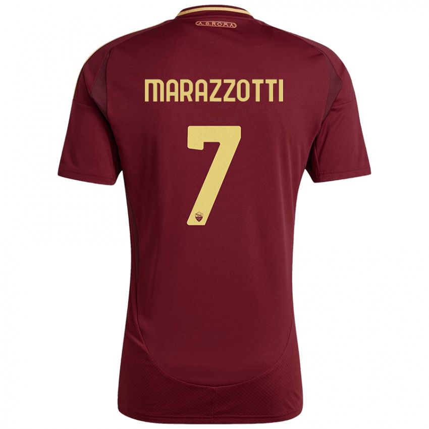 Niño Camiseta Fabrizio Marazzotti #7 Rojo Marrón Dorado 1ª Equipación 2024/25 La Camisa México