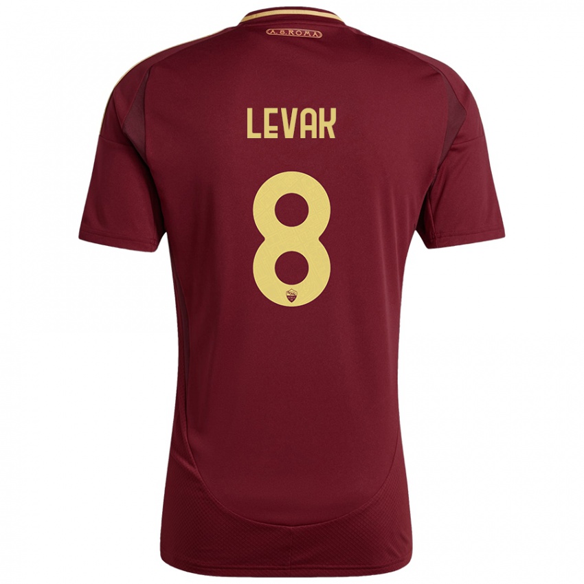 Niño Camiseta Sergej Levak #8 Rojo Marrón Dorado 1ª Equipación 2024/25 La Camisa México