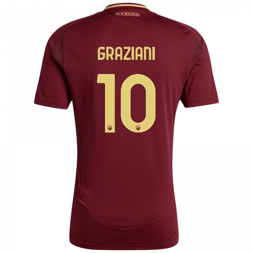 Niño Camiseta Leonardo Graziani #10 Rojo Marrón Dorado 1ª Equipación 2024/25 La Camisa México