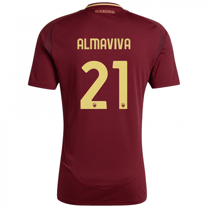 Niño Camiseta Mattia Almaviva #21 Rojo Marrón Dorado 1ª Equipación 2024/25 La Camisa México