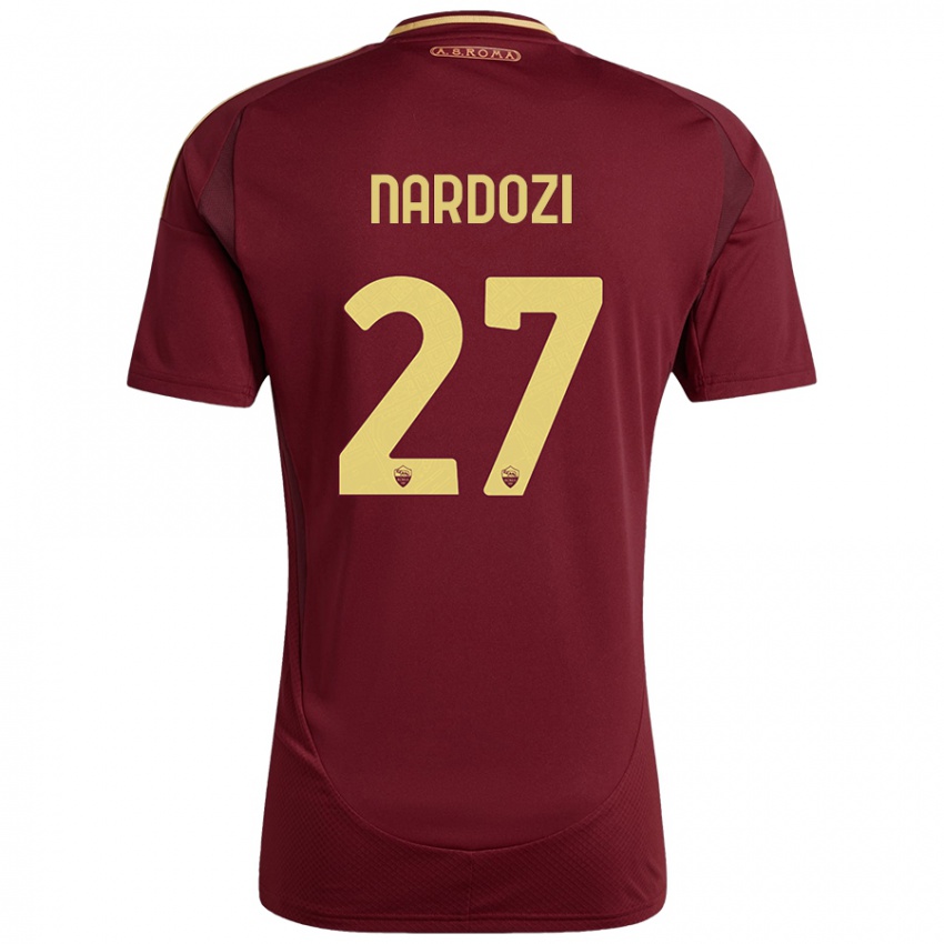 Niño Camiseta Manuel Nardozi #27 Rojo Marrón Dorado 1ª Equipación 2024/25 La Camisa México